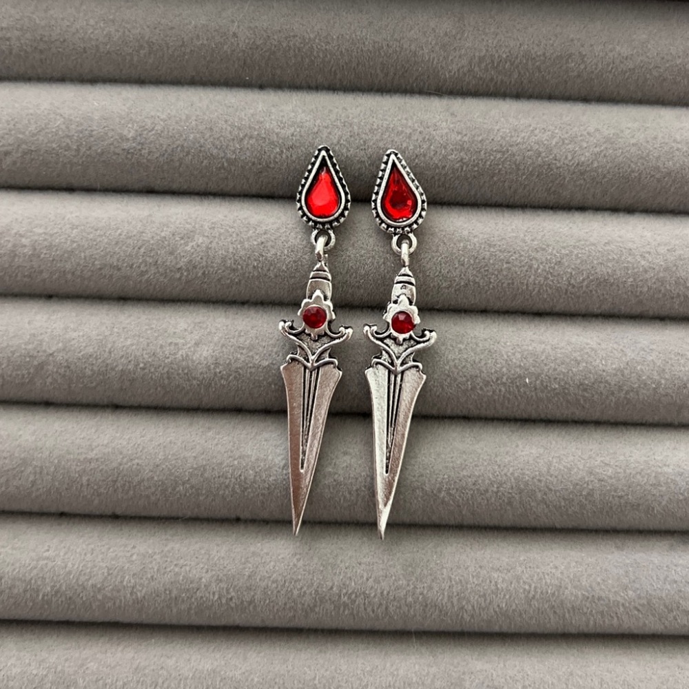 Beautiful red sword earrings
